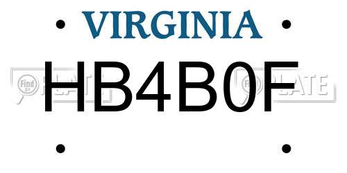 HB4B0F Virginia License Plate