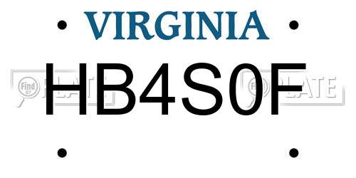 HB4S0F Virginia License Plate