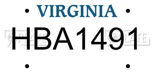 HBA1491 Virginia License Plate