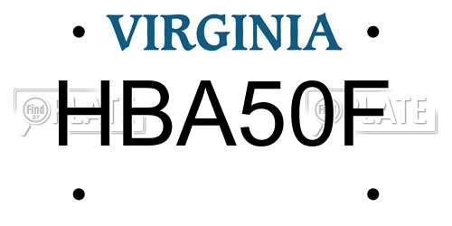 HBA50F Virginia License Plate