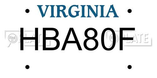 HBA80F Virginia License Plate