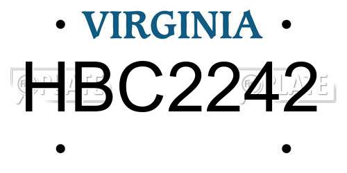 HBC2242 Virginia License Plate