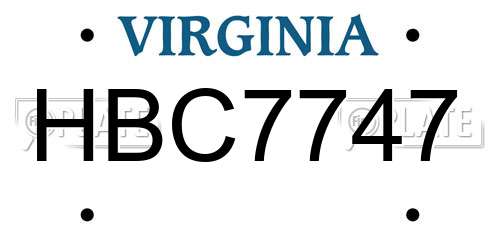 HBC7747 Virginia License Plate