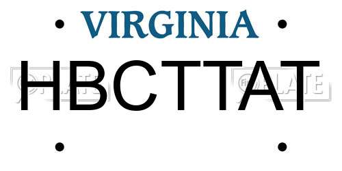 HBCTTAT Virginia License Plate