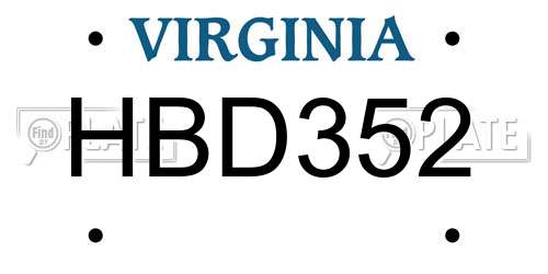 HBD352 Virginia License Plate