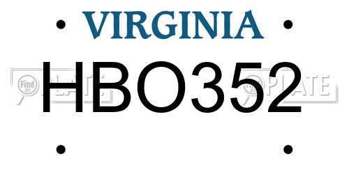 HBO352 Virginia License Plate