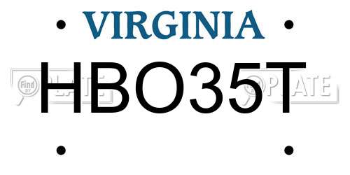 HBO35T Virginia License Plate