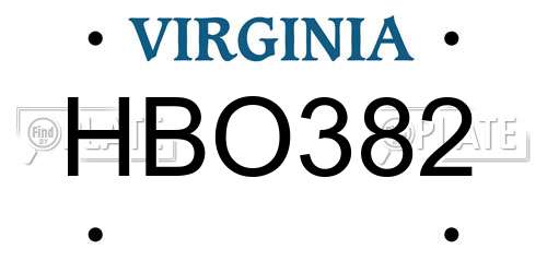 HBO382 Virginia License Plate