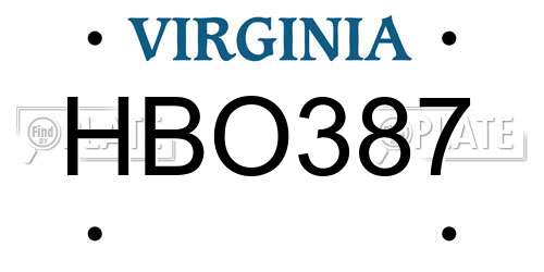 HBO387 Virginia License Plate