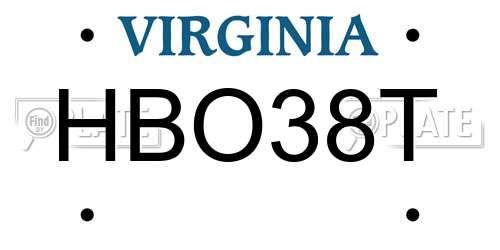 HBO38T Virginia License Plate