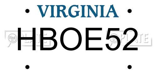 HBOE52 Virginia License Plate