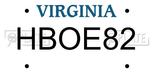 HBOE82 Virginia License Plate