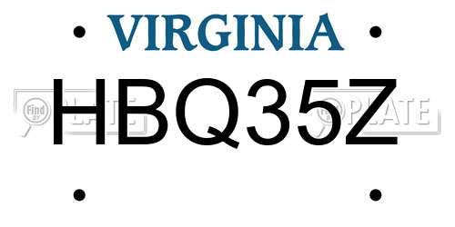 HBQ35Z Virginia License Plate