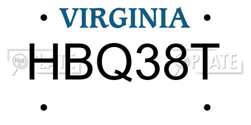 HBQ38T Virginia License Plate