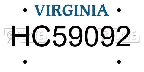 HC59092 Virginia License Plate