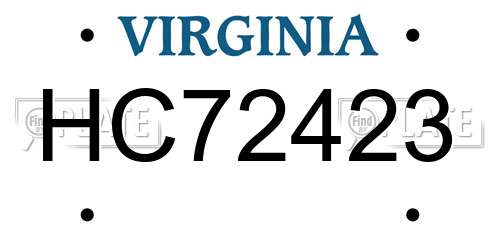 HC72423 Virginia License Plate