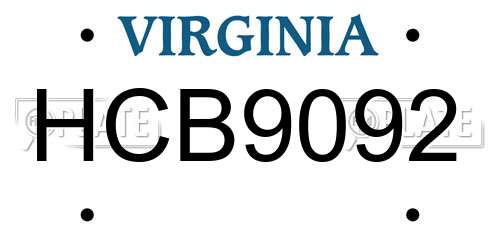 HCB9092 Virginia License Plate