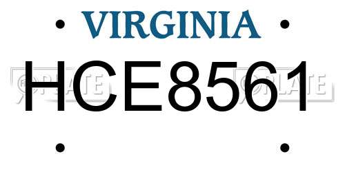 HCE8561 Virginia License Plate