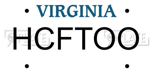 HCFTOO Virginia License Plate