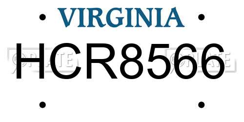 HCR8566 Virginia License Plate