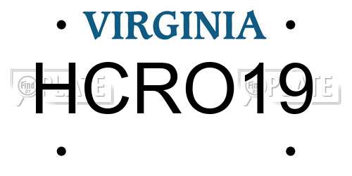 HCRO19 Virginia License Plate