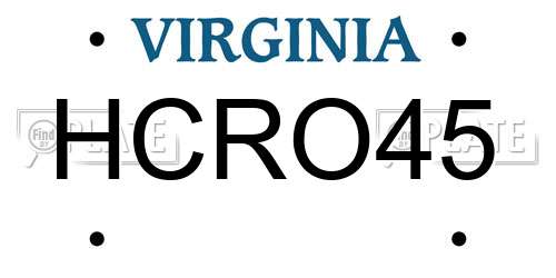 HCRO45 Virginia License Plate