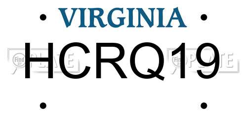 HCRQ19 Virginia License Plate