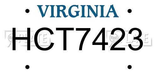 HCT7423 Virginia License Plate