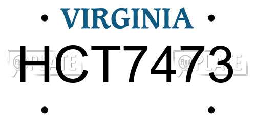 HCT7473 Virginia License Plate