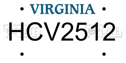 HCV2512 Virginia License Plate