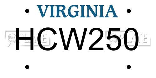 HCW250 Virginia License Plate