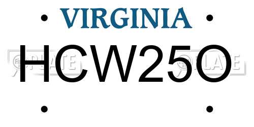 HCW25O Virginia License Plate