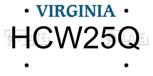 HCW25Q Virginia License Plate