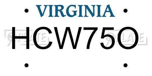 HCW75O Virginia License Plate