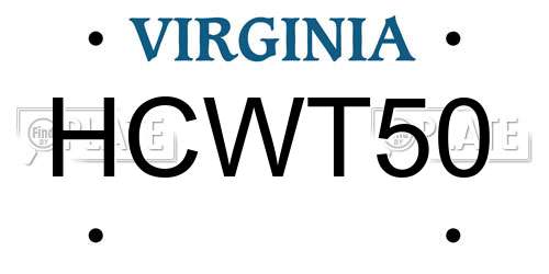 HCWT50 Virginia License Plate