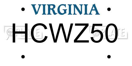HCWZ50 Virginia License Plate