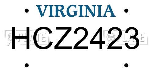 HCZ2423 Virginia License Plate