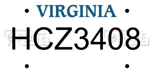 HCZ3408 Virginia License Plate