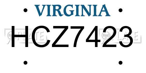 HCZ7423 Virginia License Plate