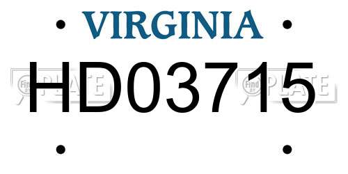 HD03715 Virginia License Plate