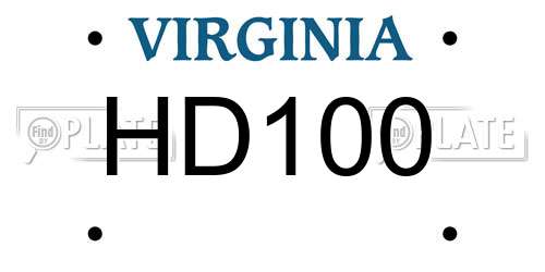 HD100 Virginia License Plate