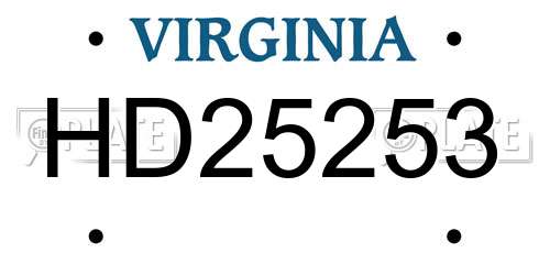 HD25253 Virginia License Plate