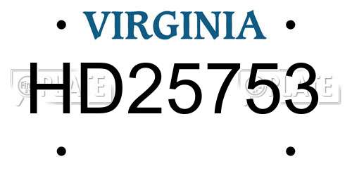 HD25753 Virginia License Plate