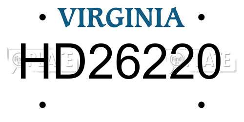 HD26220 Virginia License Plate