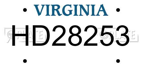 HD28253 Virginia License Plate