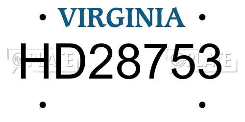 HD28753 Virginia License Plate