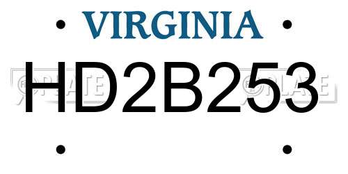 HD2B253 Virginia License Plate