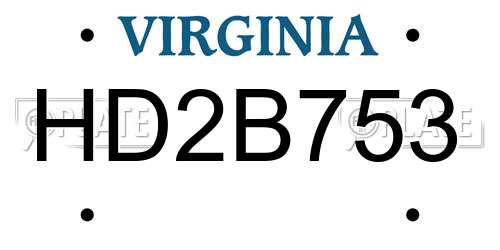 HD2B753 Virginia License Plate