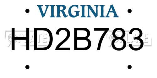 HD2B783 Virginia License Plate
