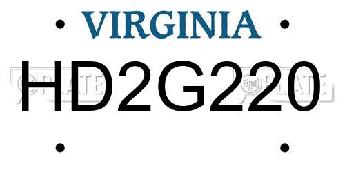 HD2G220 Virginia License Plate